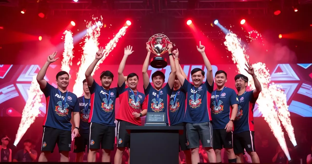 Esports championship trophy ceremony