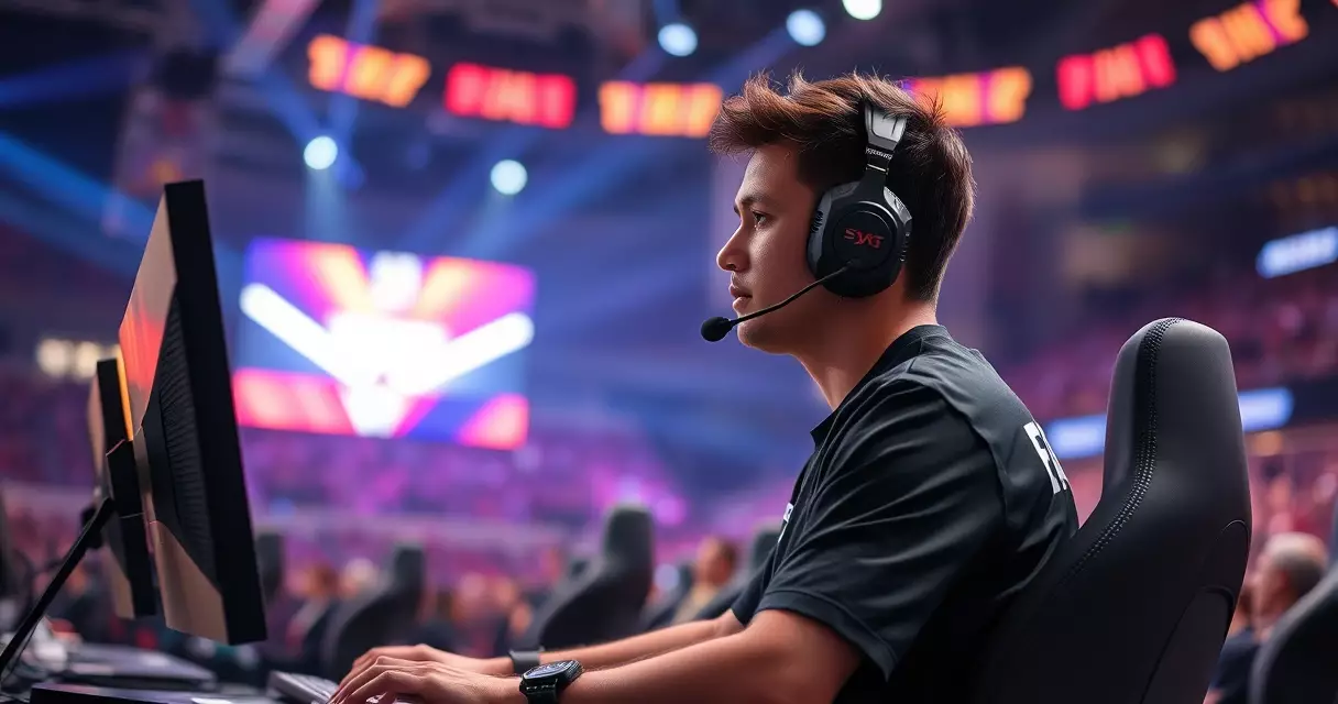 Professional esports player competing on a tournament stage