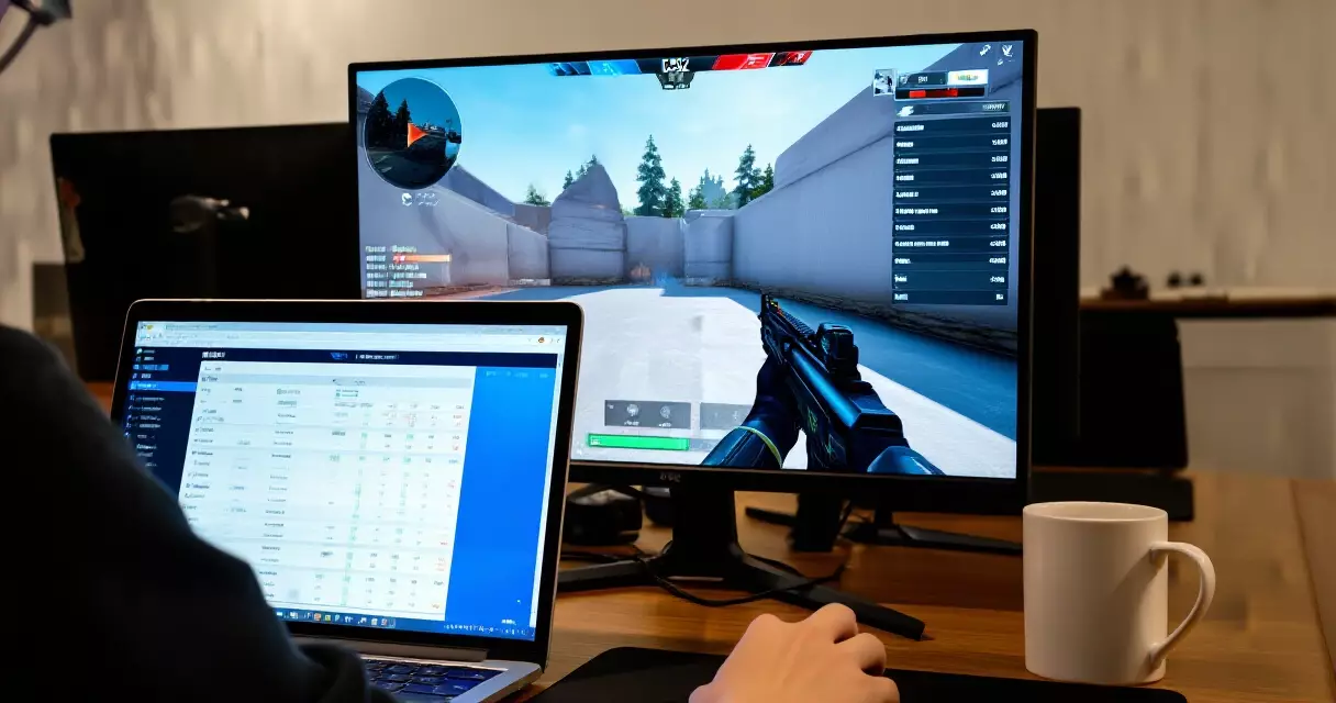Bettor analyzing CS2 match statistics on laptop before placing a wager