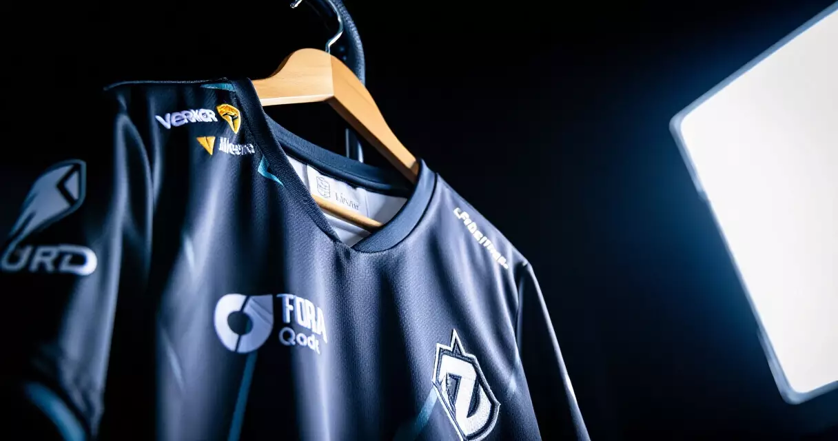 Esports team jersey displaying multiple sponsor logos
