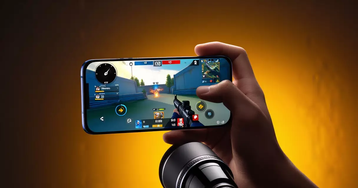 A smartphone displaying a mobile esports battle royale game in competitive tournament play