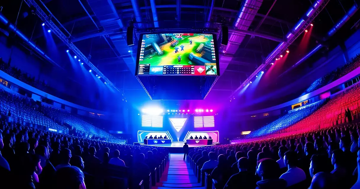 Interior of a world-class esports arena during a live championship event