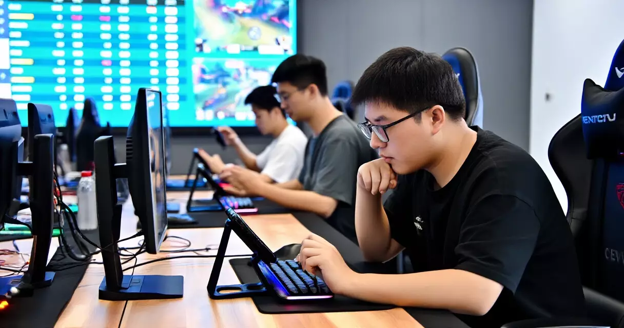 Mobile esports team in a structured training room practicing competitively