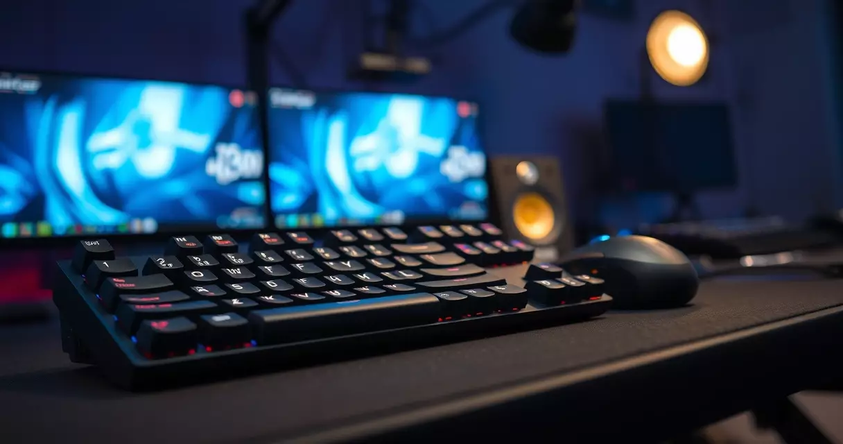 Professional gaming peripherals on an esports team practice desk