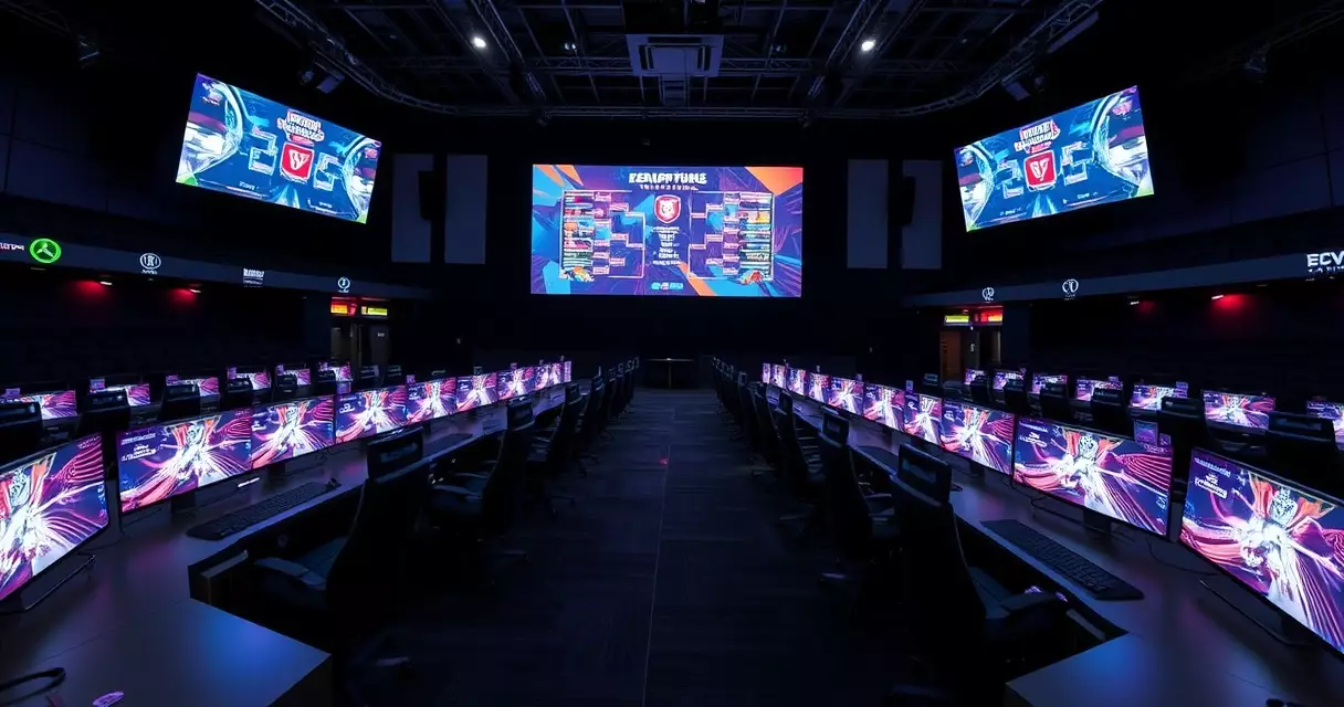 Professional esports arena with gaming stations