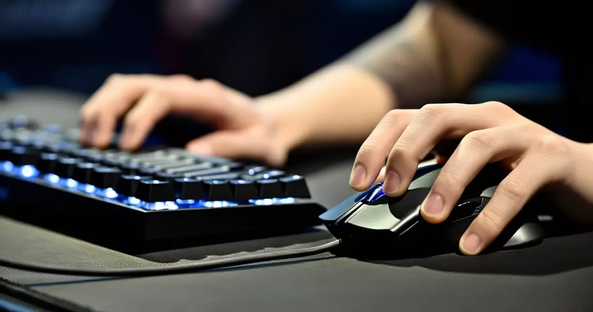 Player hands on a backlit mechanical keyboard during a competitive esports match