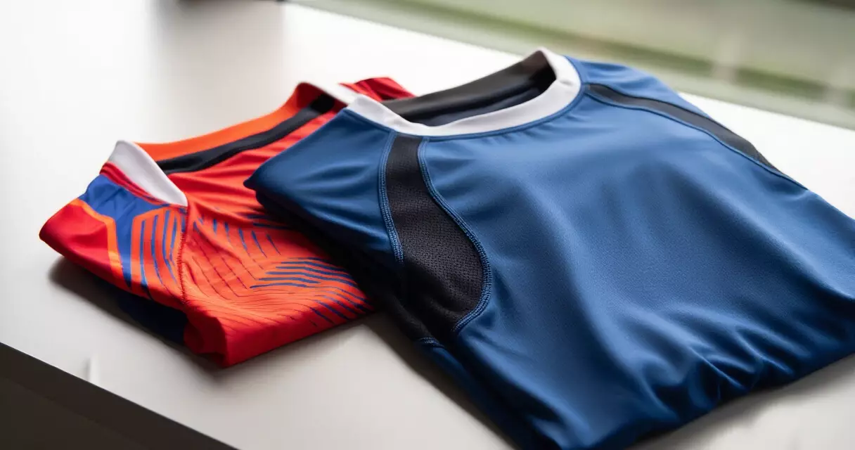 Comparison of relaxed-fit fan jersey and slim-fit performance jersey with mesh panels