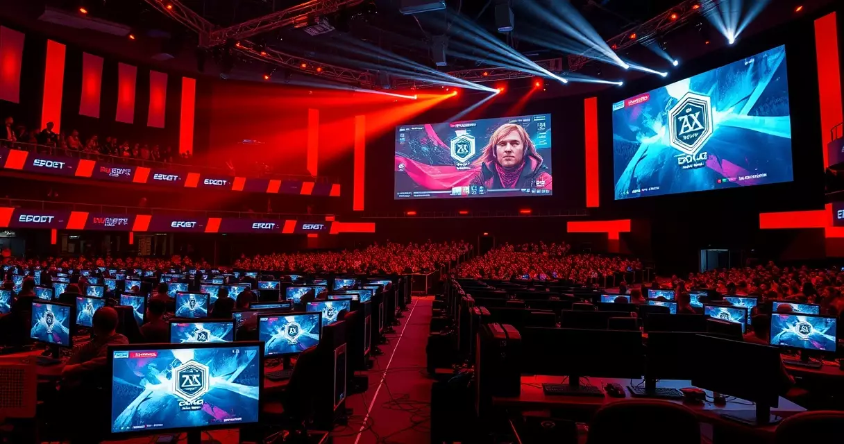 Esports arena stage set up for a professional tournament match