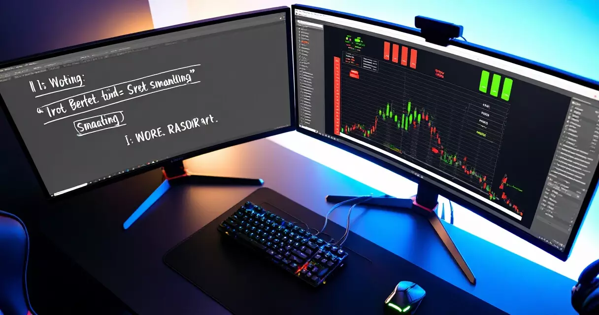 Esports coaching session setup with gaming monitors and rank progression charts